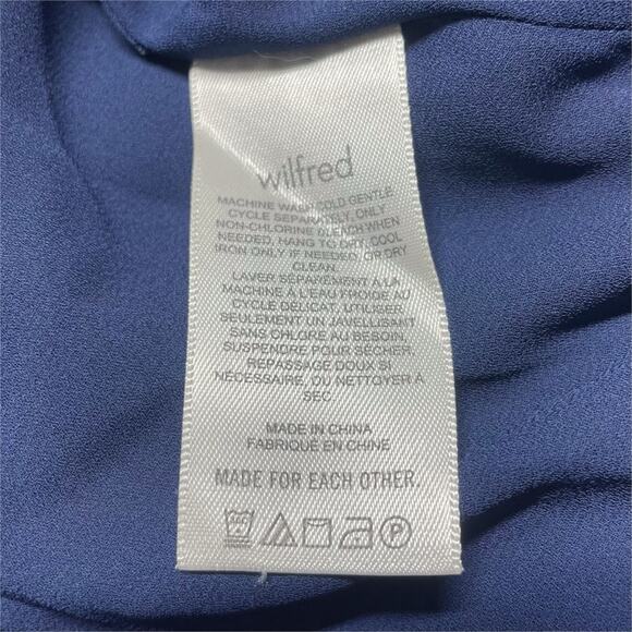 WILFRED ARITZIA Laken Dress in Navy/Aura Blue Smocked Floral Chiffon Size XS - Picture 10 of 11